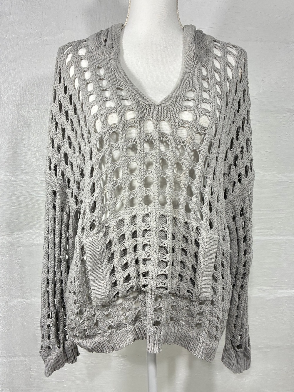 PLANET BY LAUREN G CROCHET HOODED SWEATER